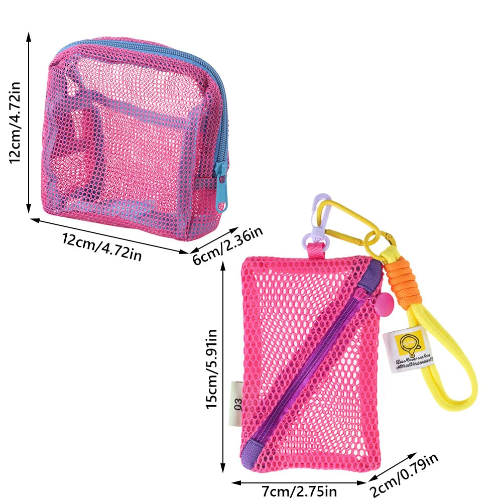 Fashion Dopamine Color Storage Bag Large Capacity Candy Color Mesh Cosmetic Bag Toiletry Make Up Case