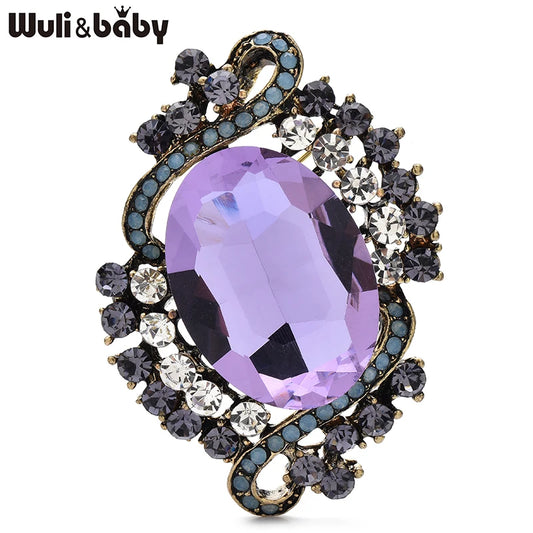 Wuli&baby Vintage Royal Style Round Brooches For Women Unisex 4-color Elegant Clothes Geometric Party Office Brooch Pins Gifts