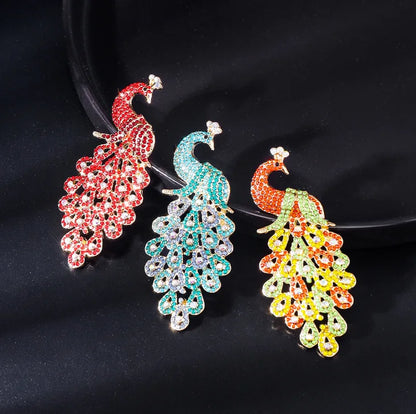 Exquisite Colorful Peacock Rhinestone Brooch Animal Lapel Pin Suit Coat Dress Fashion Jewelry Accessories Gifts