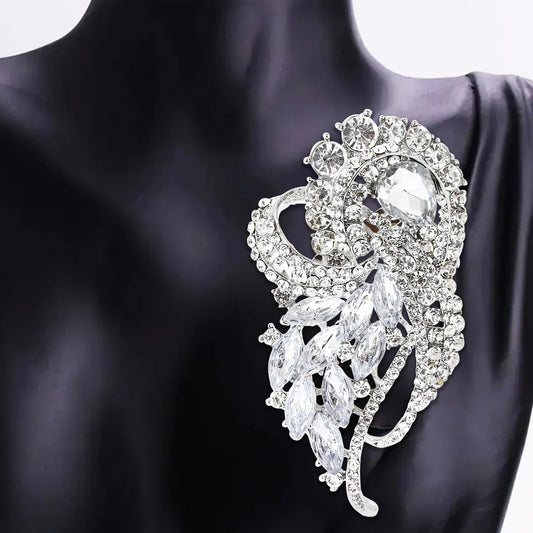 Beaut&Berry Vintage Crystal Large Glass Brooches for Women Rhinestone Pins Multi-color Available Casual Party Accessories Gifts