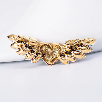 Sparkling Crystal Love Angel Wings Brooch Women's Luxury Dress Wedding Decorations Souvenir Gifts