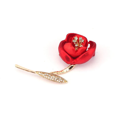 Stylish Charm Rose Brooch Shiny Rhinestone Flower Metal Women Brooch Lapel Pin Wedding Party Jewelry Accessories Gifts