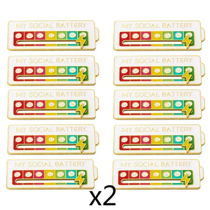 My Social Power Battery Brooch Social Power Enamel Badge Transform Mood Energy Brooche Alloy Badge Gift Brooches for Women Pin