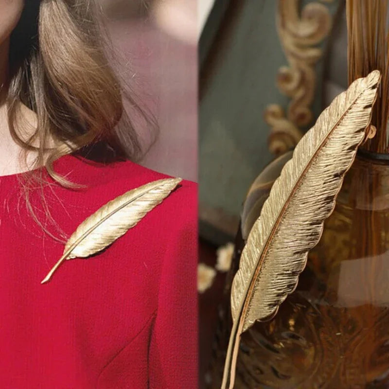 i-Remiel Gold Color Zinc Alloy Men's Leaf Brooches Accessories for Women