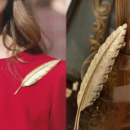 i-Remiel Gold Color Zinc Alloy Men's Leaf Brooches Accessories for Women