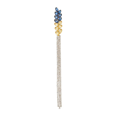 Beaut&Berry Ear of Wheat Brooches for Women Rhinestone Blue and Yellow Plant Pins 5-Color Unisex Casual Accessories Gifts