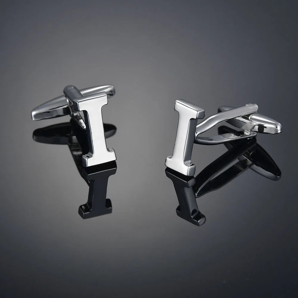 Simple Silver Color 26 Letter Cufflinks for men A to Z Alphabet Initial Cuff Links Business Suit Shirt Button Wedding Jewelry