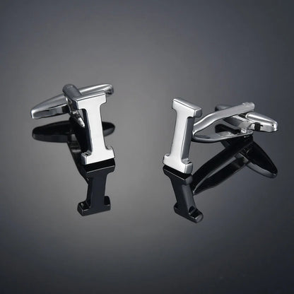 Simple Silver Color 26 Letter Cufflinks for men A to Z Alphabet Initial Cuff Links Business Suit Shirt Button Wedding Jewelry