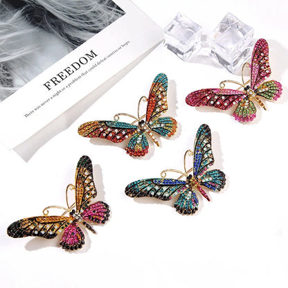 UILZ Colorful Butterfly Designer Zircon Brooch Women Shiny Crystal Lapel Pin Luxurious Clothing Jewelry Accessories