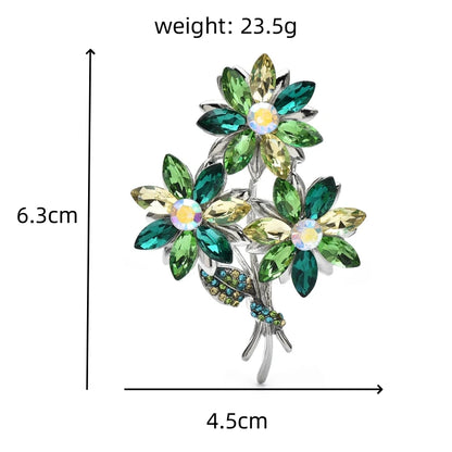 Wuli&baby Crystal Flowers Wreath Brooches For Women Unisex 3-color Elegant Beautiful Plants Party Office Brooch Pins Gifts