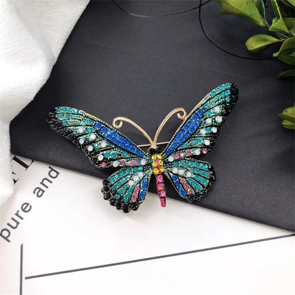 UILZ Colorful Butterfly Designer Zircon Brooch Women Shiny Crystal Lapel Pin Luxurious Clothing Jewelry Accessories