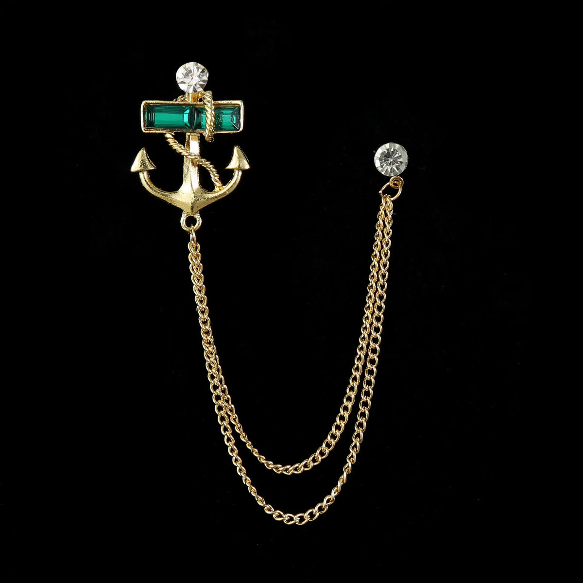 Retro Fashion Crystal Glasses Brooch Tassel Chain Snake Eagle Animal Lapel Pin Men Suit Shirt Collar Badge Jewelry Accessories