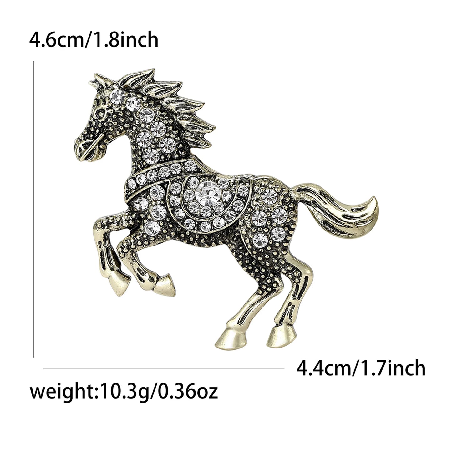 Beaut&Berry Classic Rhinestone Horse Brooches for Women Zodiac Animal Lapel Pins Casual Party Accessories New Year Gifts Friends