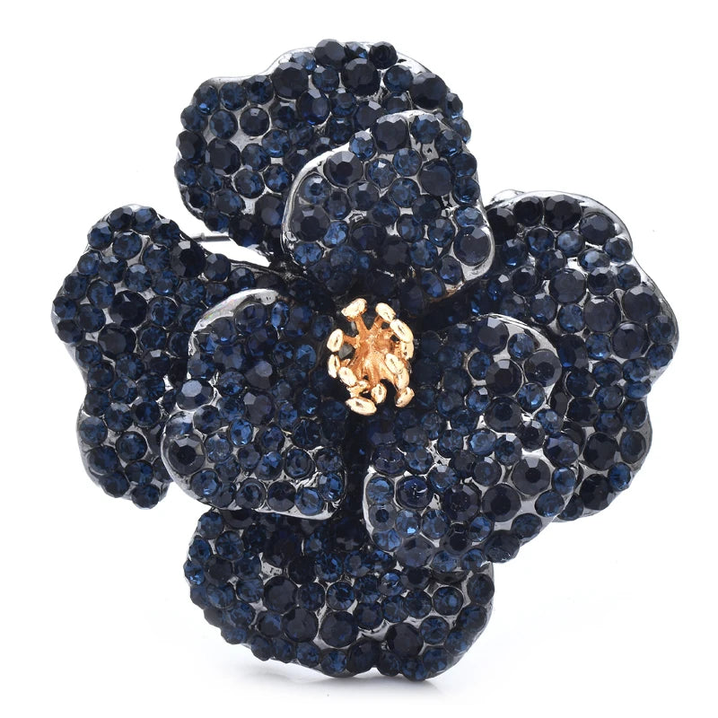 Wuli&baby Luxury Double-layer Flowers Brooches For Women Lady Shining Full-rhinestone Elegant Flower Party Office Brooch Pins