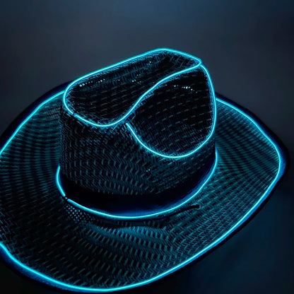 LED Glowing Cowgirl boy Hat Neon Luminous Bride Hat For Holiday Light Up Supplies Fluorescent Party Props Bachelorette Party Hat