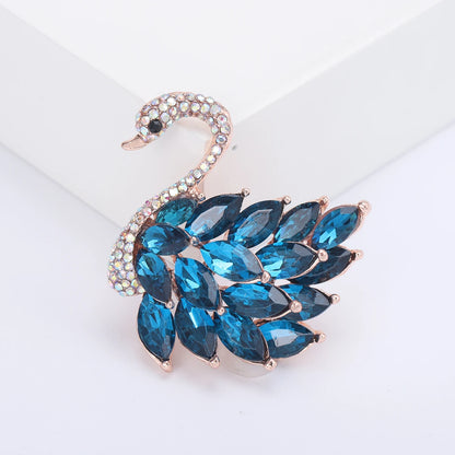 Classic Rhinestones Swans Brooches for Women Unisex Creativity Animals Pins Banquets Party Backpack Gifts Jewelry Accessories
