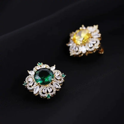 Fashion Green Crystal Brooch Small Lapel Pin Suit Cardigan Corsage Neckline Fashion Jewelry Accessories Gift