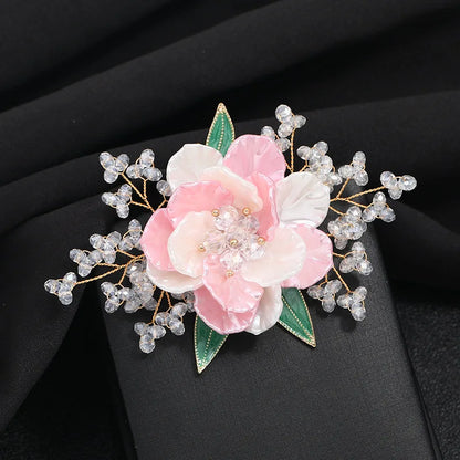 SKEDS 2022 Exquisite Luxury Women Rhinestone Flower Brooch Badges Pearl Crystal Plant Brooches High Quality Retro Pin For Lady