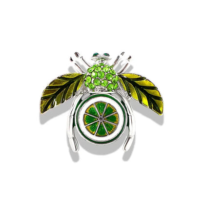 Fruit Enamel Bee Brooch Pin For Women Men Insect Metal Badges Crystal Exquisite Corsage Accessories