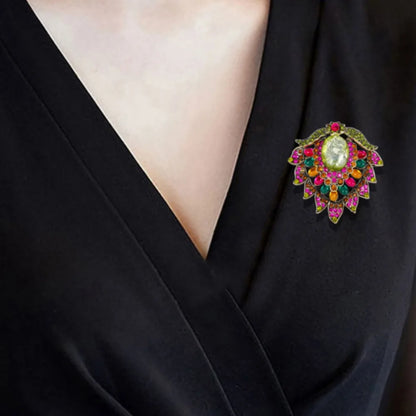 Baroque Court Heavy Duty Rhinestone Flower Design Women's Men's Brooch，Wedding Party Jewelry DressPins, HolidayPartyCouplesGifts