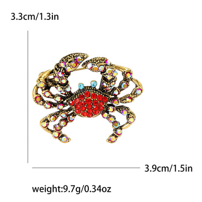 Enamel Rhinestone Crab Brooches For Women Unisex Animal Pins Multi-color Available Casual Party Accessories Gifts