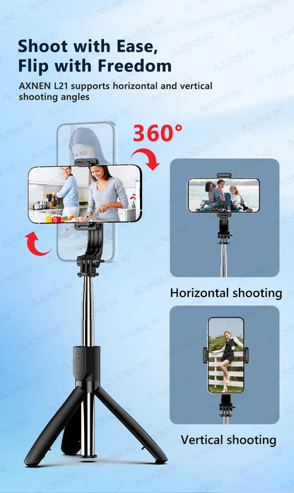 Selfie Stick Tripod for Cell Phone, Mobile Stand Monopod with Wireless Remote for iPhone Samsung Huawei Xiaomi Smartphone