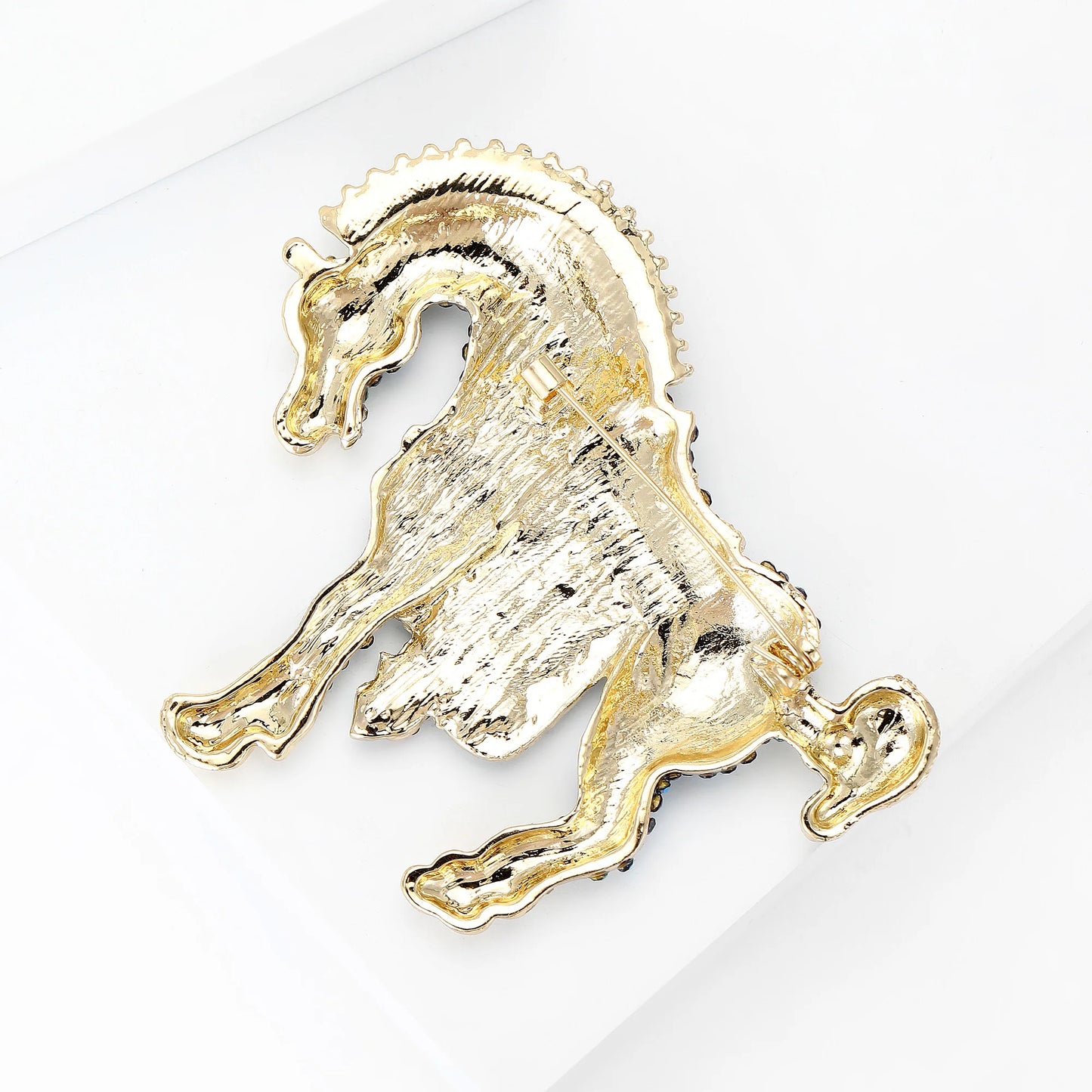 Beaut&Berry Luxury Rhinestone Horse Brooches for Women Unisex Zodiac Animal Pins Casual Party Accessories New Year Gifts Friends