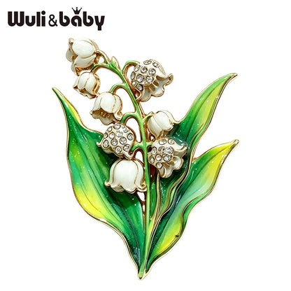 Wuli&baby Beautiful Lily Flowers Brooches For Women 2-color Enamel Rhinestone Plants Party Office Brooch Pins Gifts