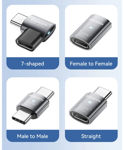 Essager USB4.0 40Gbps OTG Adapter 240W Fast Charging Converter 90 Degree USB Type C Data Adapter For Phone Macbook Laptop 8K60Hz