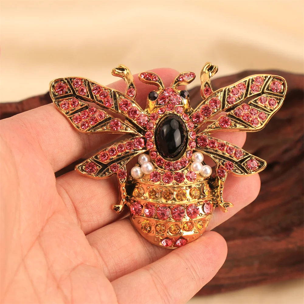 Baroque Luxury Beautiful Bee Insect Design Brooch for Men and Women, Jewelry Accessories, Wedding Holiday Party Gift