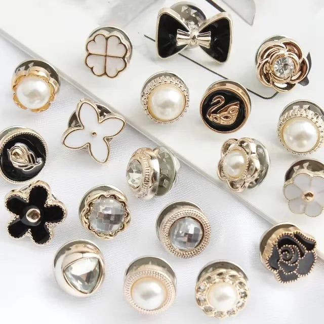10pcs/Fashion Brooch SetPrevent Accidental Exposure Buttons Brooch Badge Cufflinks Button Detachable Buttons Sewing Accessories