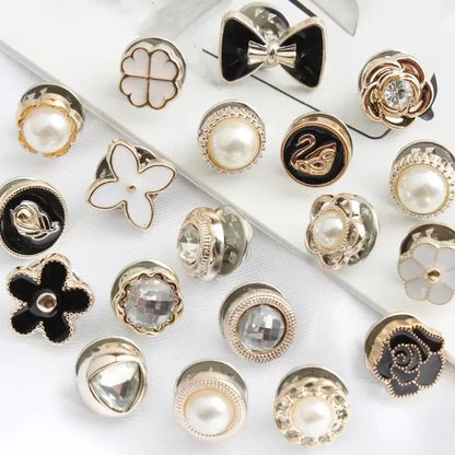 10pcs/Fashion Brooch SetPrevent Accidental Exposure Buttons Brooch Badge Cufflinks Button Detachable Buttons Sewing Accessories