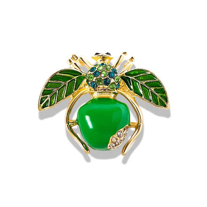 Fruit Enamel Bee Brooch Pin For Women Men Insect Metal Badges Crystal Exquisite Corsage Accessories