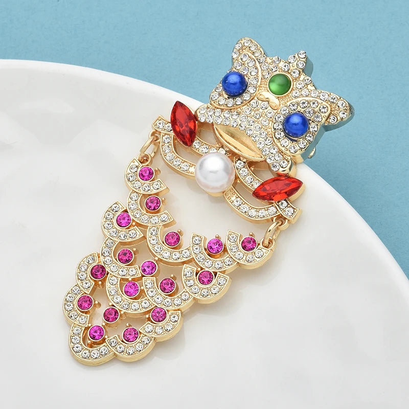 Wuli&baby Lovely Cool Lion Brooches For Women Unisex Rhinestone Lucky Animal Party Office Brooch Pins Gifts