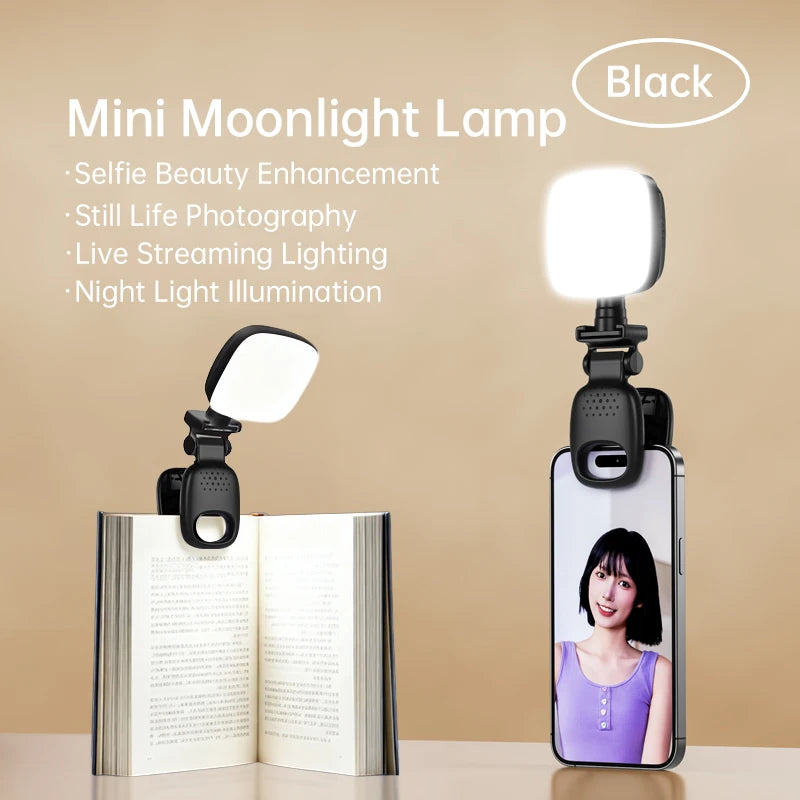 Portable Clip On Mini LED Selfie Fill Light Dimmable Beauty Lamp For Phone Shooting Night Photography Pocket Moonlight Light