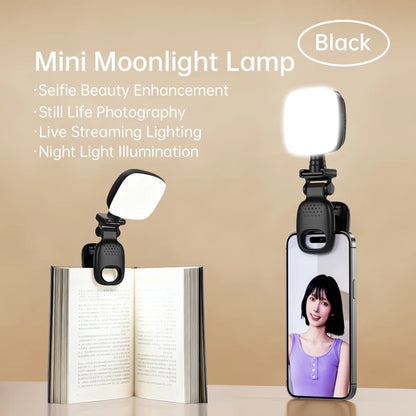 Portable Clip On Mini LED Selfie Fill Light Dimmable Beauty Lamp For Phone Shooting Night Photography Pocket Moonlight Light