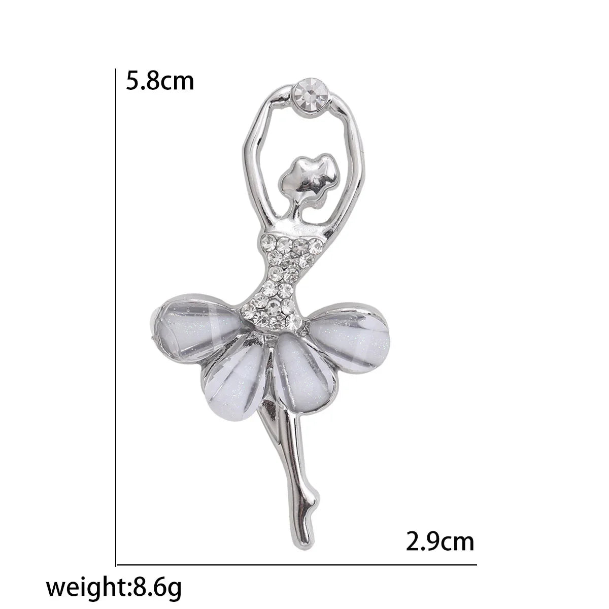 Rhinestone Ballerina Brooches for Women Acrylic Elf Pins Pearl Girls Accessories Office Party Friend Gifts