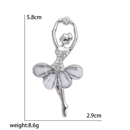 Rhinestone Ballerina Brooches for Women Acrylic Elf Pins Pearl Girls Accessories Office Party Friend Gifts