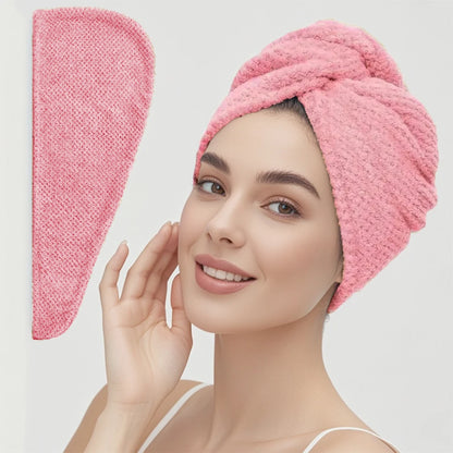 Solid color hair towel Textured dry hair cap 9.8 "X 25.5" absorbent hair towel wrap for button-down women