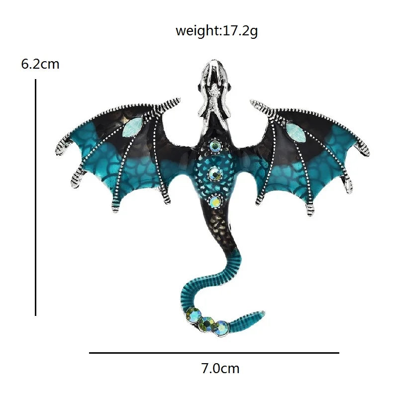 Wuli&baby Enamel Dragon Brooches For Women Men 6-color Rhinestone Flying Legand Animal Party Office Brooch Pins Gifts