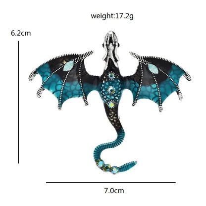 Wuli&baby Enamel Dragon Brooches For Women Men 6-color Rhinestone Flying Legand Animal Party Office Brooch Pins Gifts
