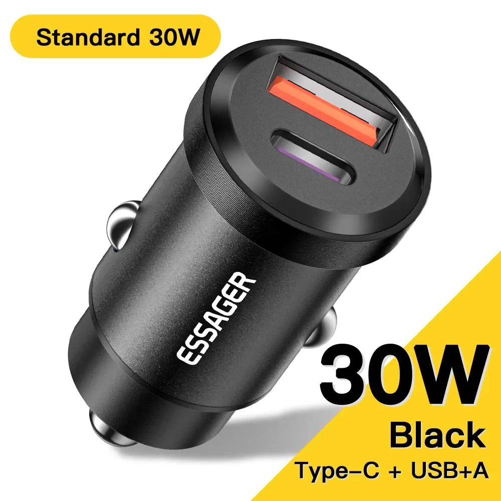 Essager USB C Car Charger 45W 5A Quick Charge 4.0 QC PD 3.0 SCP USB Type C Fast Charging For iPhone14 13 Huawei Samsung Xiaomi