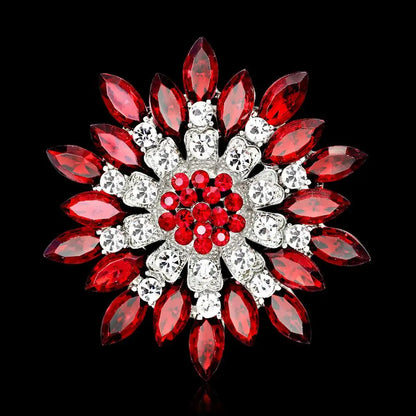 New retro men and women's fashion versatile brooches shiny crystal big flowers rhinestone pin accessories jewelry gifts