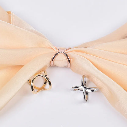 3pcs Creative Mi Wangxing Gold-plated Scarf Buckle Multi-purpose Cross Hollow Glossy Scarf Square Shawl Decorative Buckle