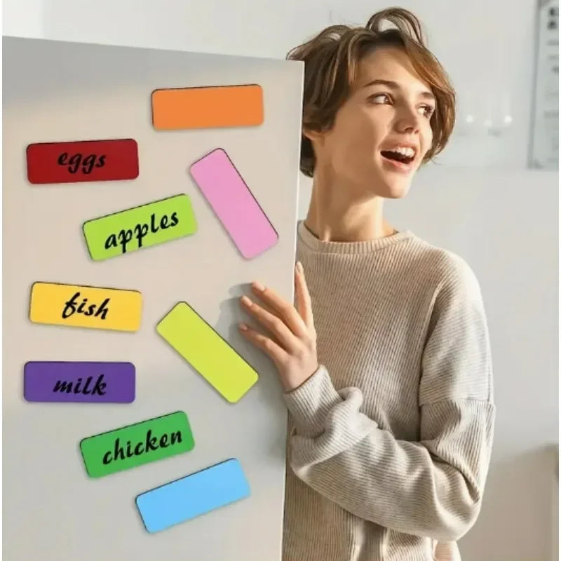 Magnetic Label Stickers Reusable Dry Erase Shelf Tag Stickers DIY Identification Classify Stickers for Stationery Office Storage