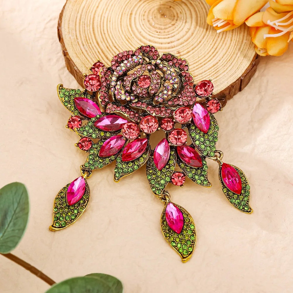 Baroque Luxury Beautiful Roses Sunflower Design Men's Women's Brooch Pins，Jewelry Accessories, Wedding Holiday Party Favors