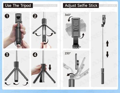 Bluetooth Selfie Stick Tripod Desktop Stand, Phone Holder, Wireless Remote Shutter, for iPhone Android, Option with Fill Light