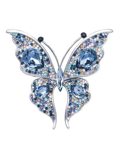 Fashion Rhinestone Butterfly Brooches for Women Unisex 2-Colors Insect Lapel Pins Banquet Party Gifts Jewelry Accessories