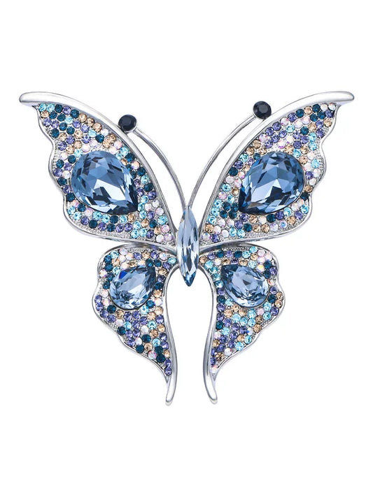 Fashion Rhinestone Butterfly Brooches for Women Unisex 2-Colors Insect Lapel Pins Banquet Party Gifts Jewelry Accessories