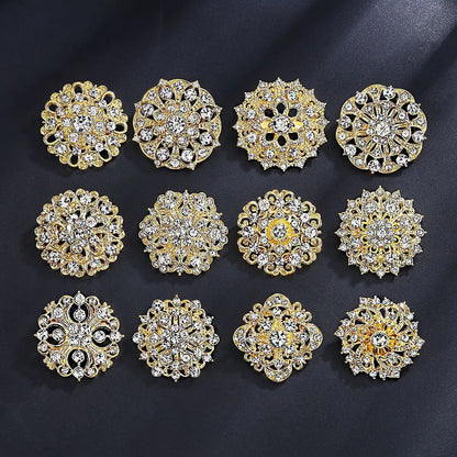 12Pcs/Set Fashion Simple Pearl Flower Brooches Alloy Rhinestone Muslim Bouquet Pin for Women Bridal Shower Party Dress Clothes